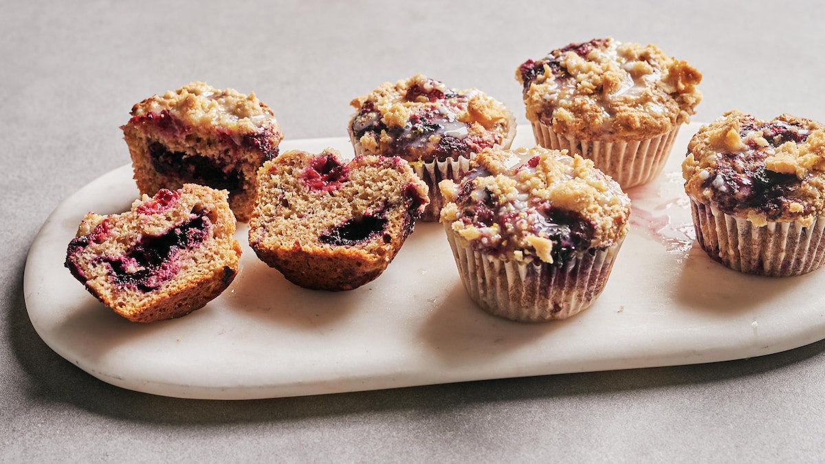 Aperçu — Muffins aux camerises et aux framboises