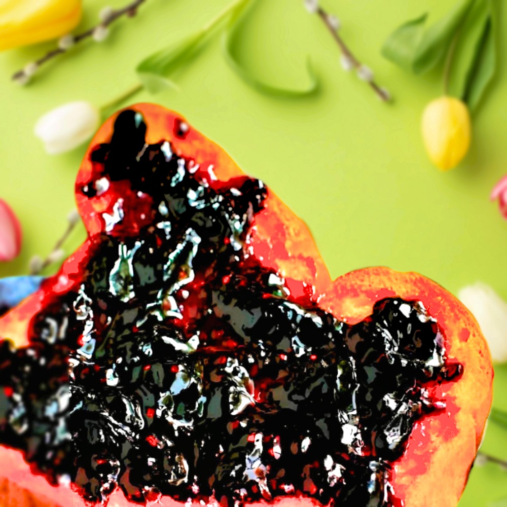 Toast topped with dark fruit spread