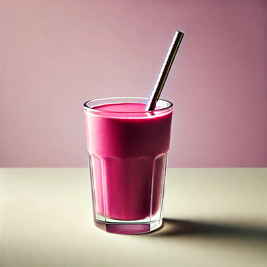 Pink smoothie in a glass